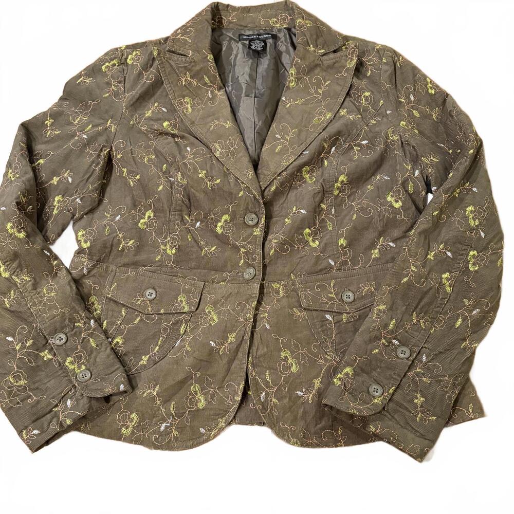 Embroidered Brown Blazer Jacket by Coldwater Creek, XL but fits like L